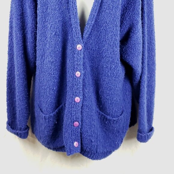 Vintage Partners II Womens Blue Button-Up Cardigan Sweater 2X Acrylic Pockets - Picture 3 of 8